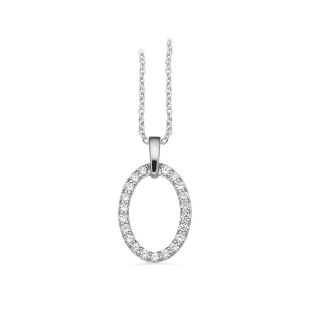 *SoHo vedhæng oval cubic zir. sølv rh. m/kæde