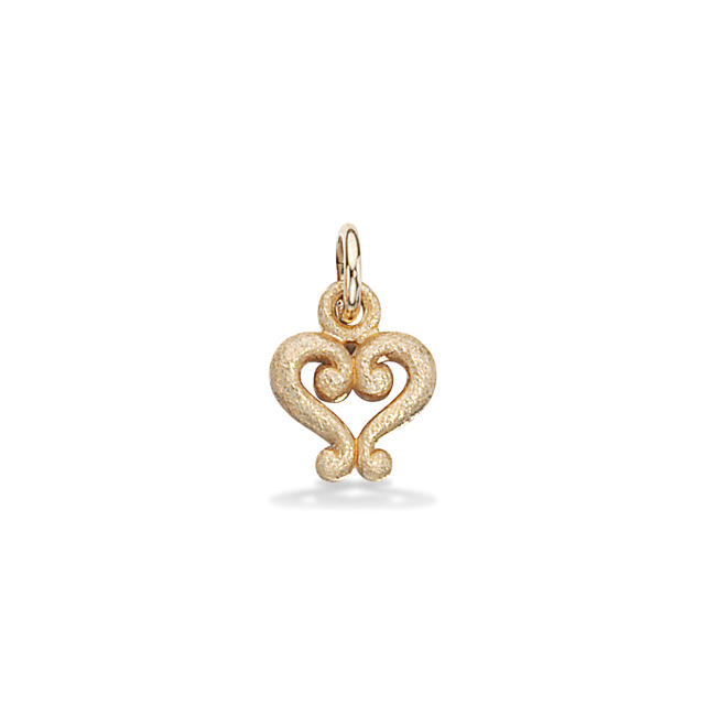 Charms hjerte rustik 14 kt.