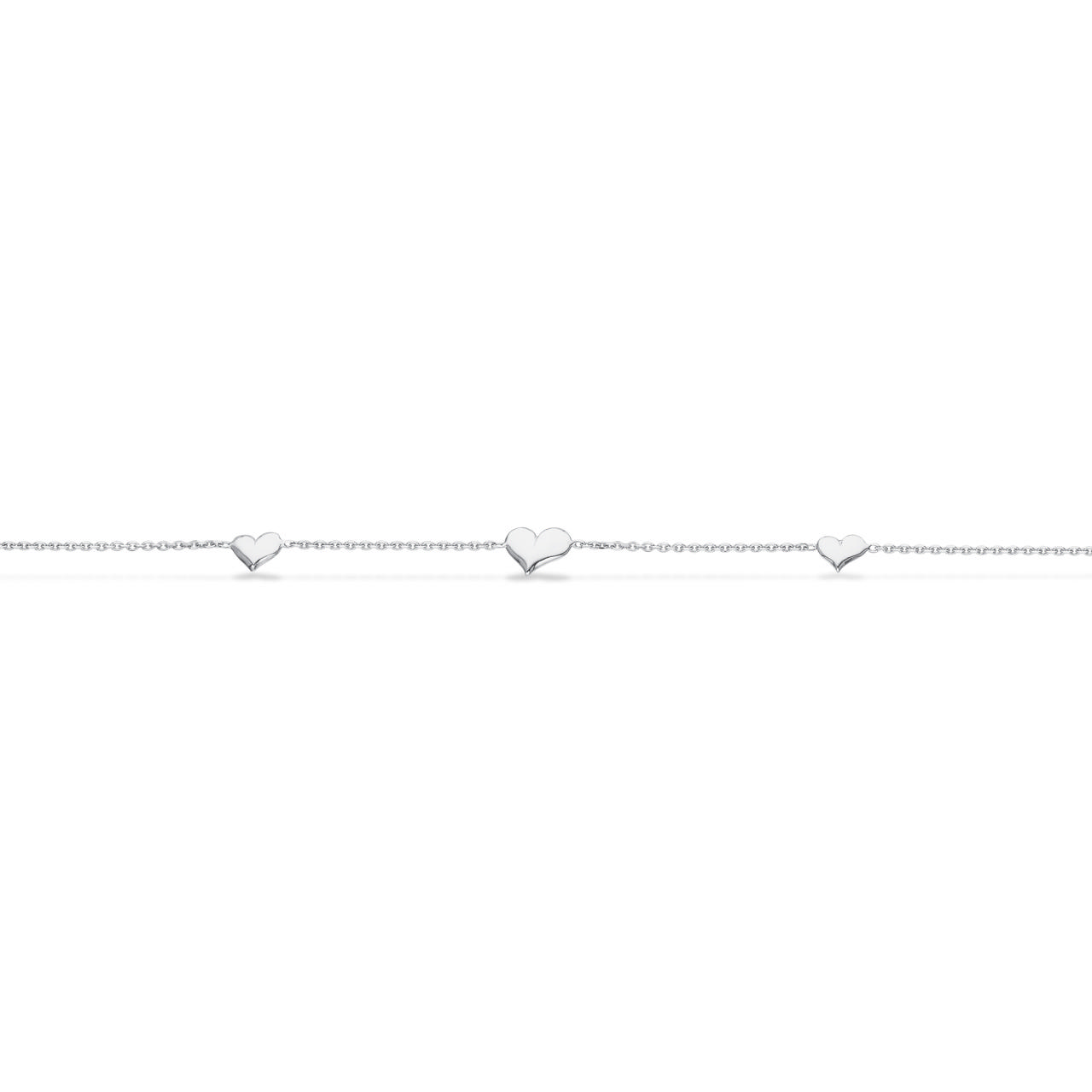 *Armbånd hjerter sølv rh. 17+2 cm