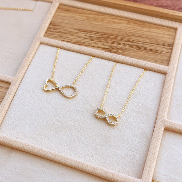 Necklace eternity zir. 925 goldplated 42+5 cm