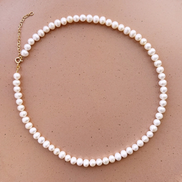 Halskæde fkp. 6-6,5 mm sølv fg. 42+7cm