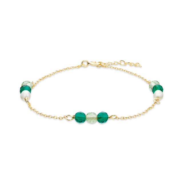 Armbånd grønne sten /fkp. sølv fg. 17+2 cm