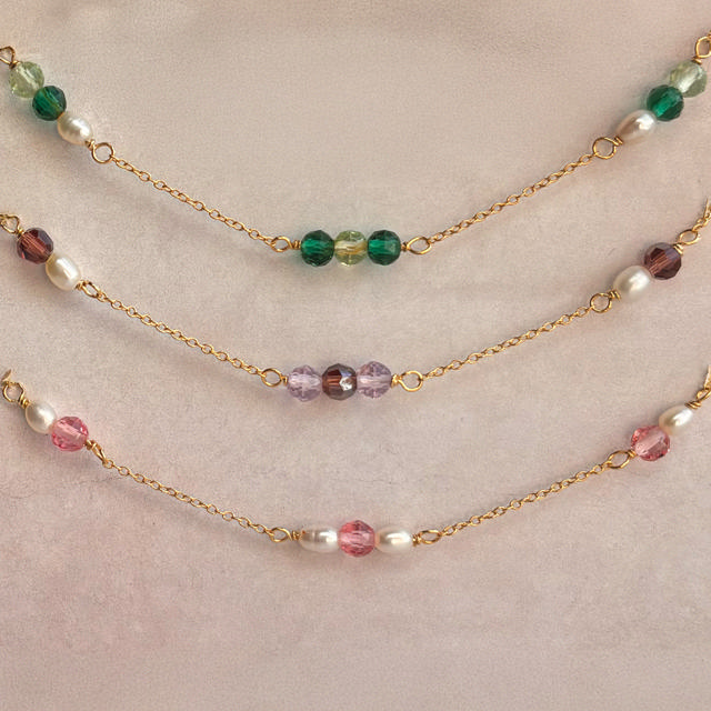 Armbånd rosa sten /fkp. sølv fg. 17 +2 cm