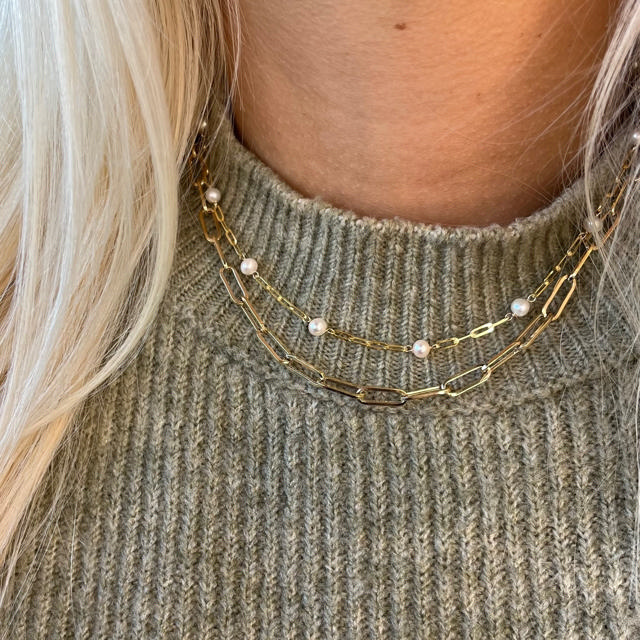 Collier long link 8 kt.