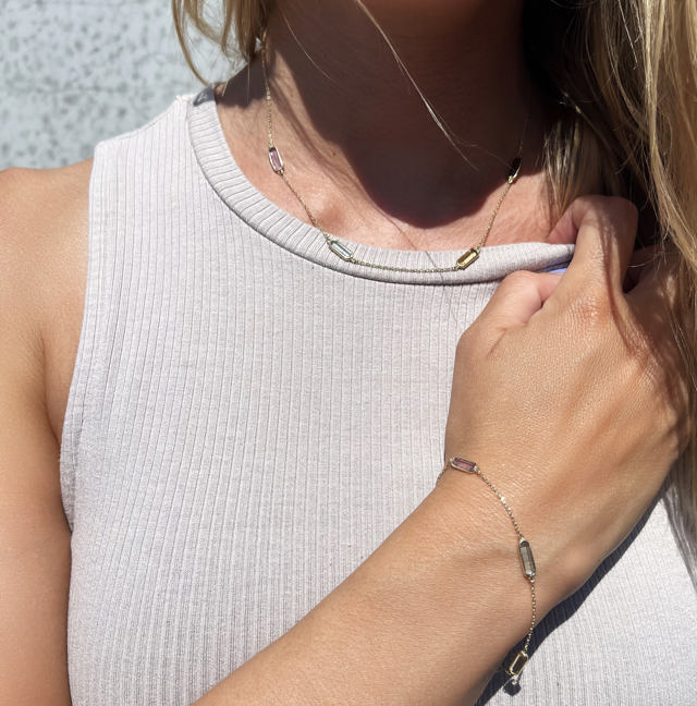 Armbånd multicolor cubic zir. 17,5+1,5cm 8 kt.