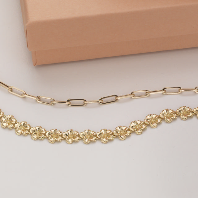 Armbånd blomster 18,5 cm  8 kt.