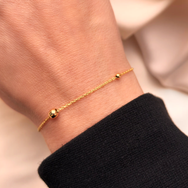*Armbånd kugler 17+2 cm  8 kt.