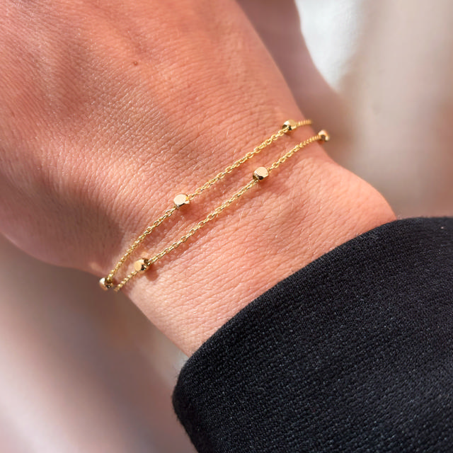 *Armbånd poletter db. rækket 17+2 cm  8 kt.