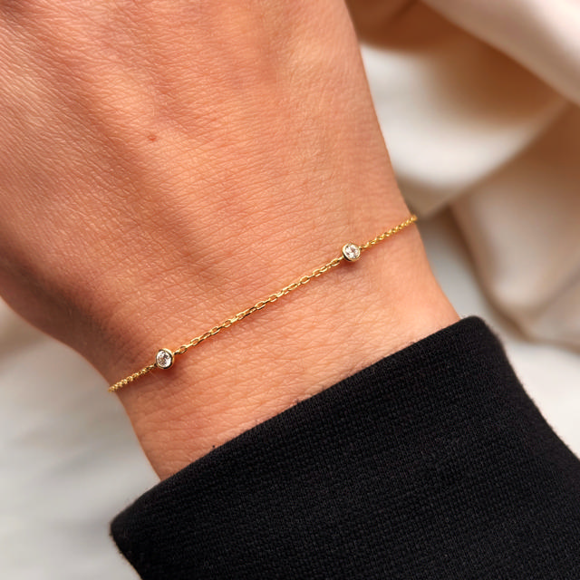 *Armbånd cubic zir. 17+2 cm  8 kt.