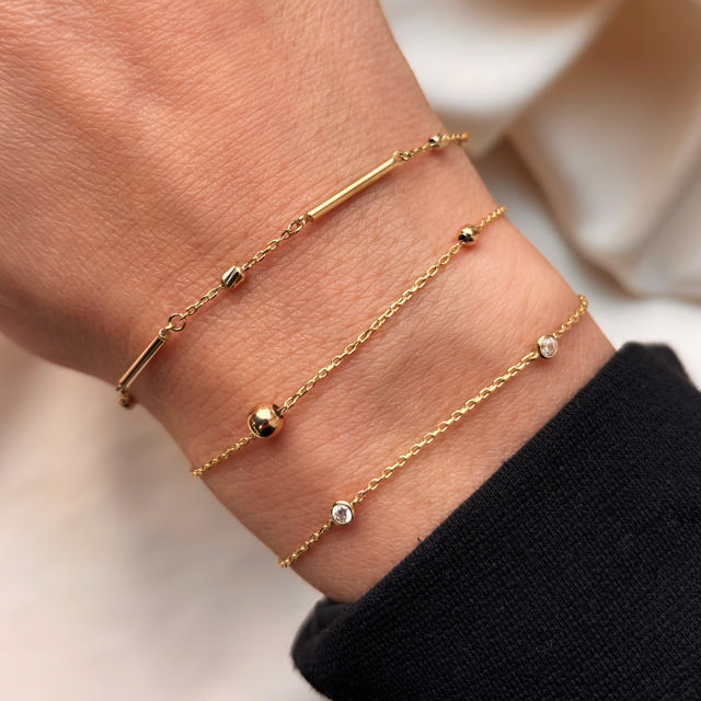 *Armbånd cubic zir. 17+2 cm  8 kt.
