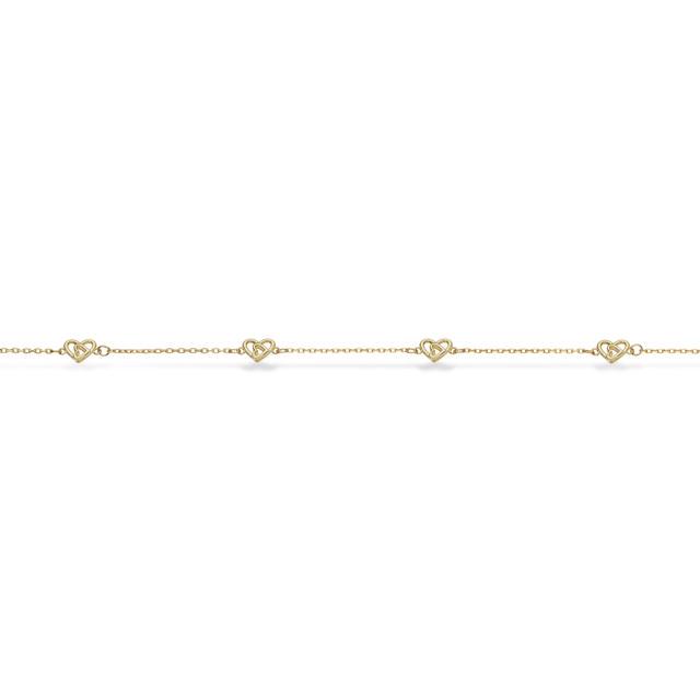 *Armbånd hjerte 17+2 cm  8 kt.
