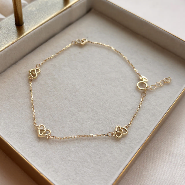 *Armbånd hjerte 17+2 cm  8 kt.