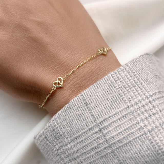 *Armbånd hjerte 17+2 cm  8 kt.