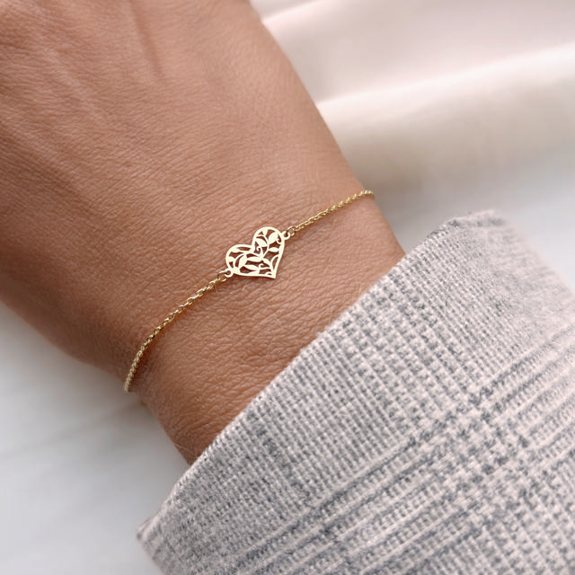 *Armbånd hjerte 17+2 cm  8 kt.