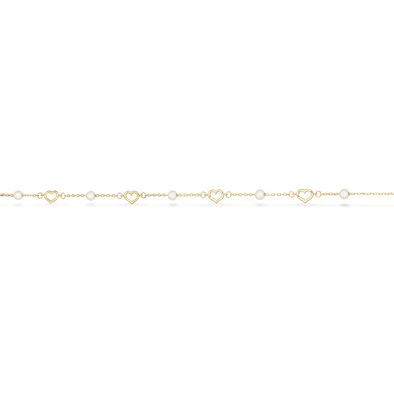*Armbånd hjerter fkp.17+2 cm  8 kt.