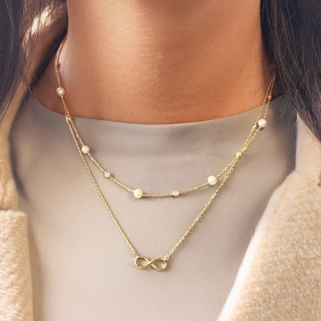 *Halskæde uendlighedstegn 42+3cm 8 kt.