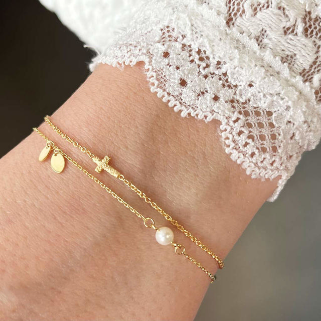 Armbånd fkp. og poletter sølv fg.