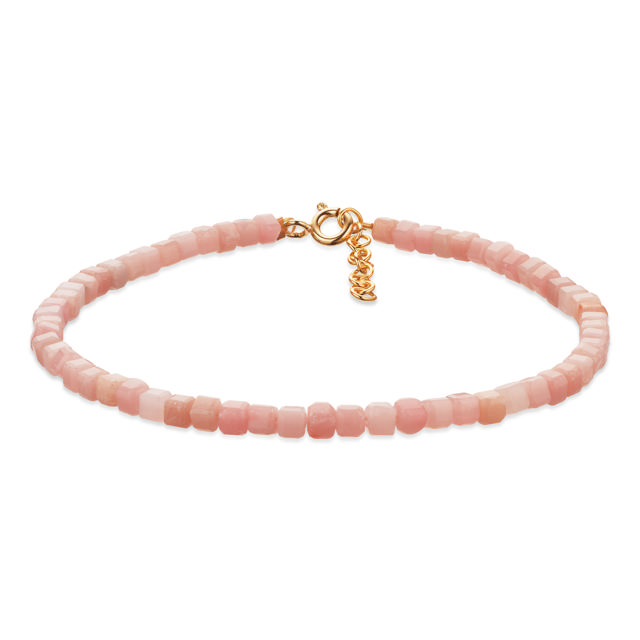 Armbånd pink opal box sølv fg. 17,5+2cm