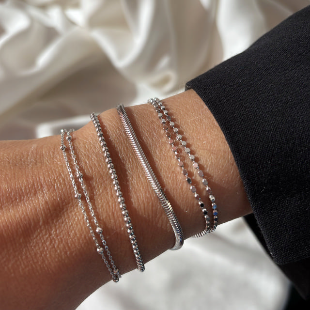 Armbånd oval slange sølv rh. 17+2cm
