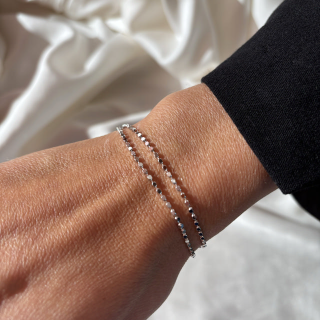 Armbånd facetterede kugler db. rk. sølv rh. 17+2cm