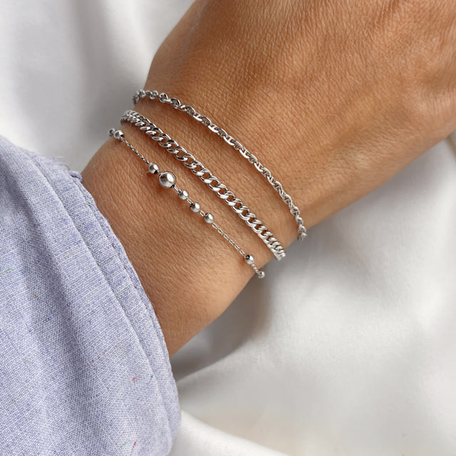 Armbånd sølv rh. 17+2 cm