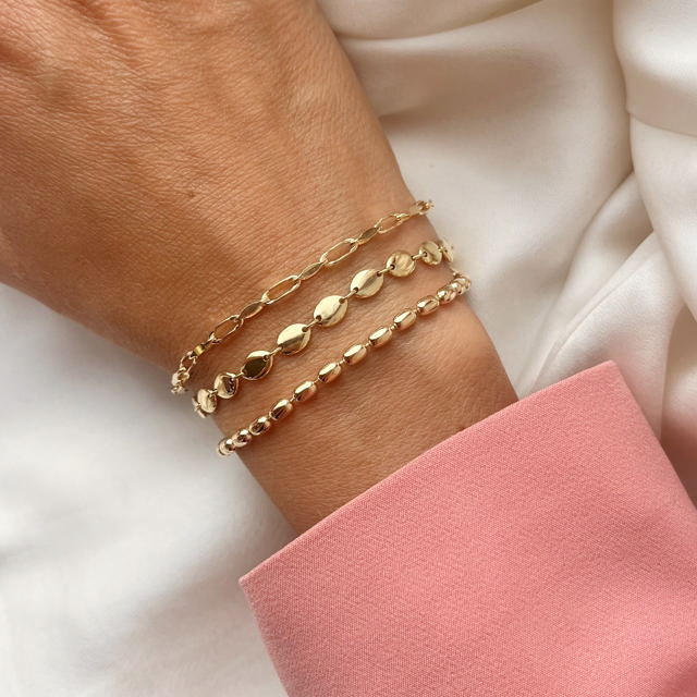 Armbånd ovale kugler sølv fg. 17+2 cm