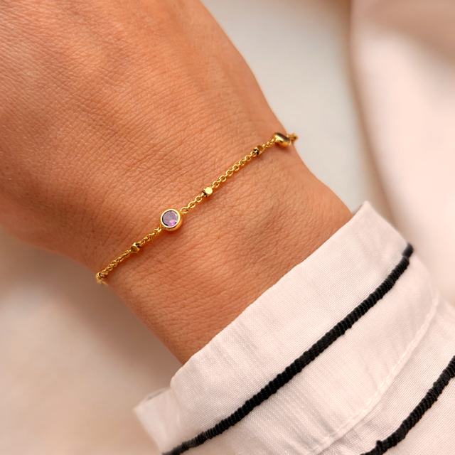*Armbånd lilla cubic zir.  sølv fg. 17+2 cm