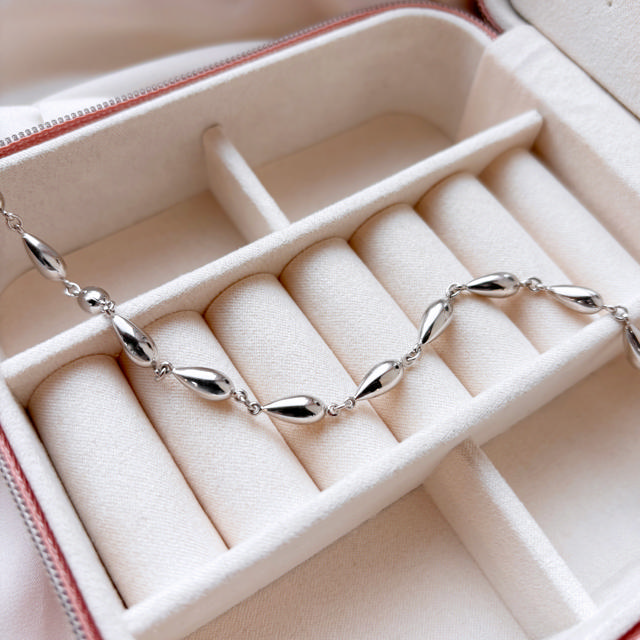 *Armbånd dråber sølv rh. 17+2 cm