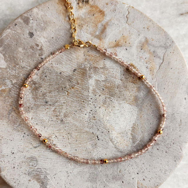Armbånd strawberry quartz sølv fg. 17+2cm