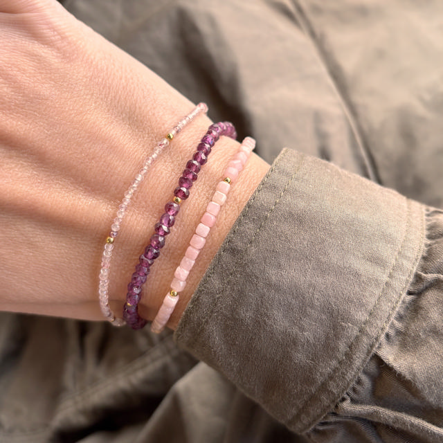 Armbånd strawberry quartz sølv fg. 17+2cm