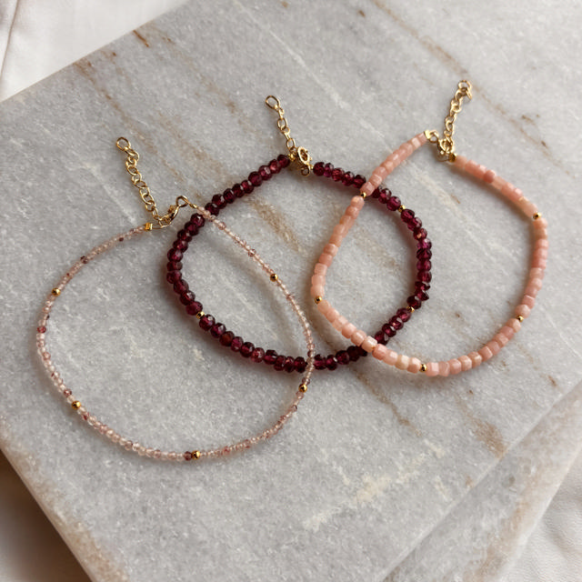 Armbånd strawberry quartz sølv fg. 17+2cm
