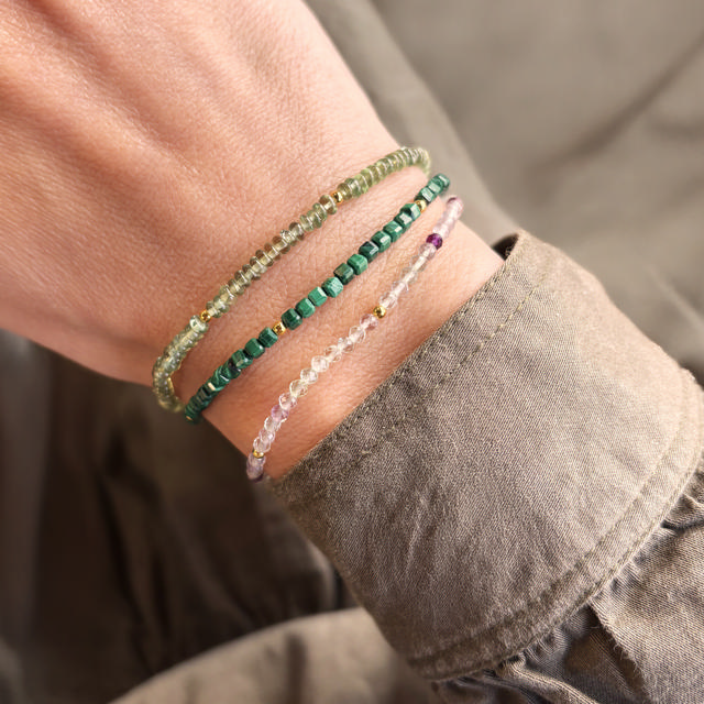 Armbånd fluorit sølv fg. 17+2cm
