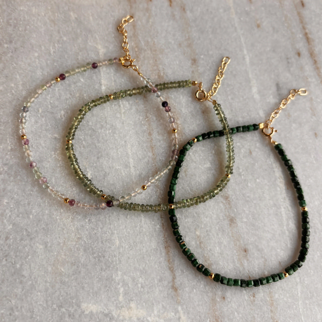 Armbånd malakit sølv fg. 17+2cm