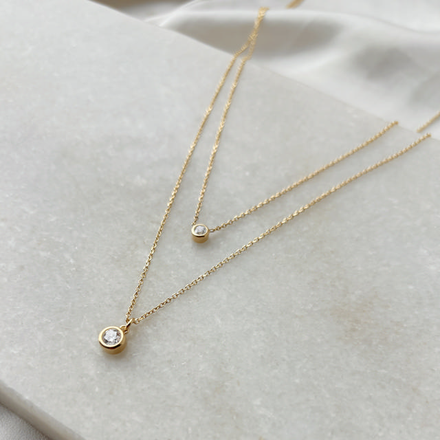 *Halskæde db. række cubic zir. sølv fg. 42 +3 cm