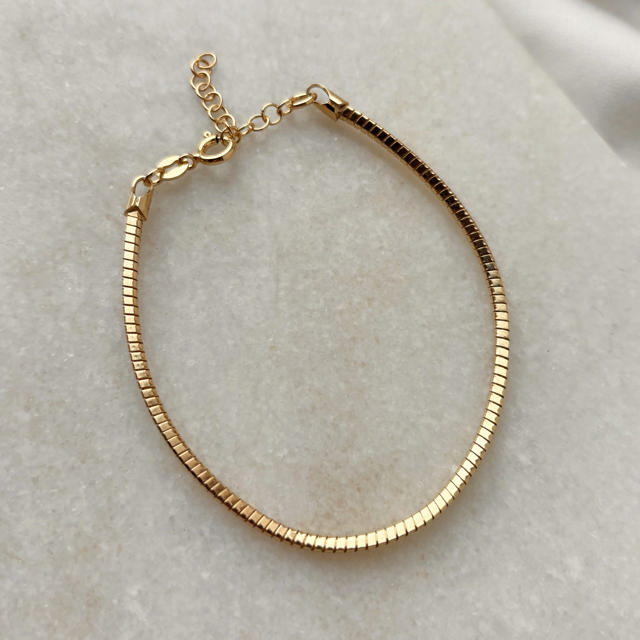 *Armbånd square snakechain sølv fg. 17+3 cm