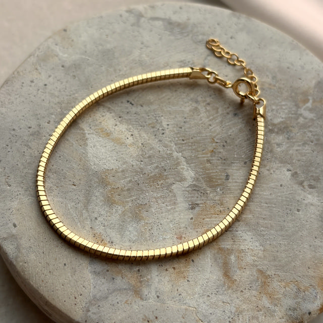 *Armbånd square snakechain sølv fg. 17+3 cm