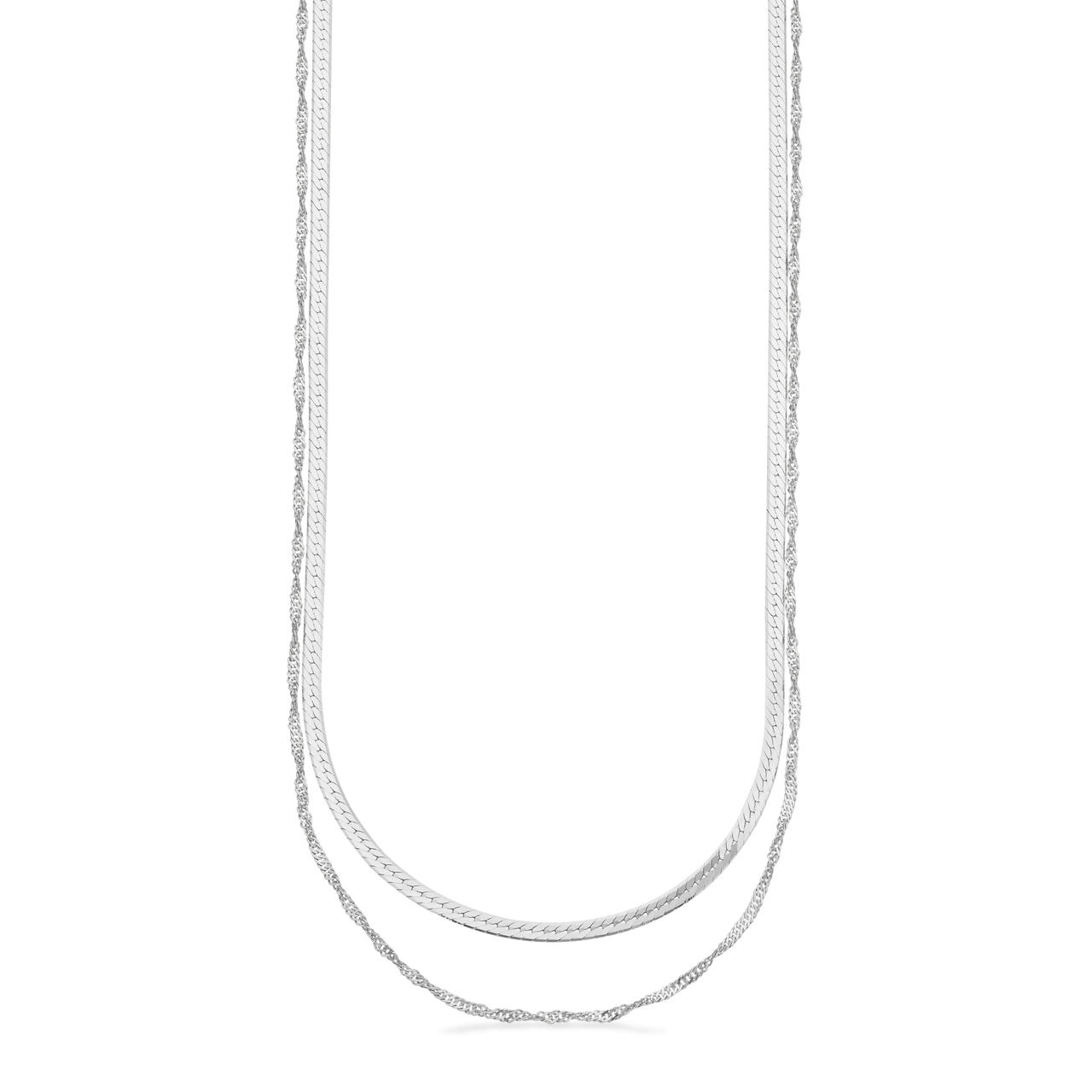 *Armbånd db. række singapore/magic sølv rh 42+3 cm