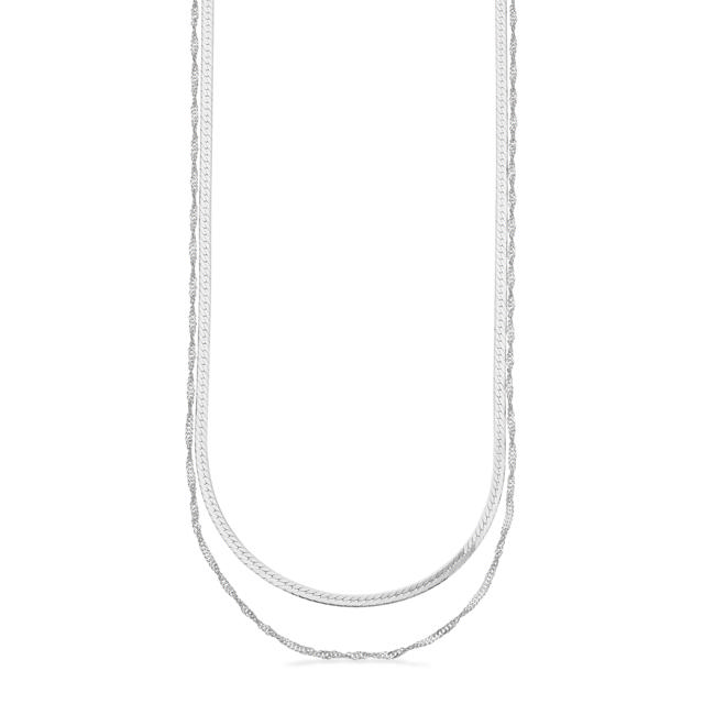 *Armbånd db. række singapore/magic sølv rh 42+3 cm