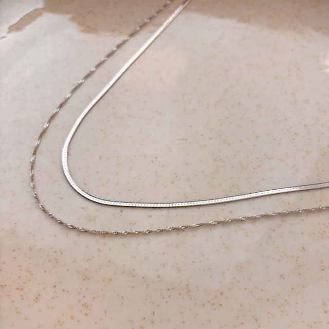 *Armbånd db. række singapore/magic sølv rh 42+3 cm