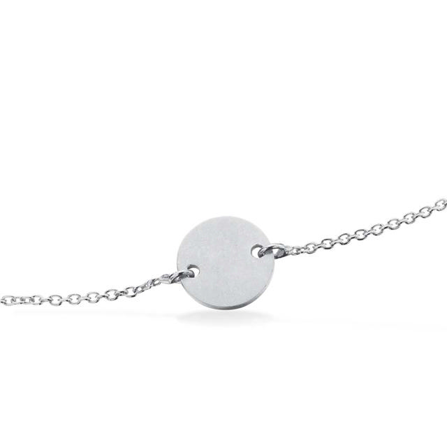 pendant round for bracelet silver white