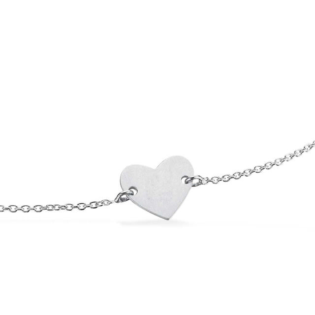 pendant heart for bracelet silver white