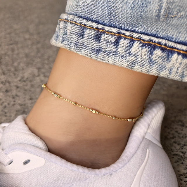 *Ankelkæde facetterede beads 23+3cm 8 kt