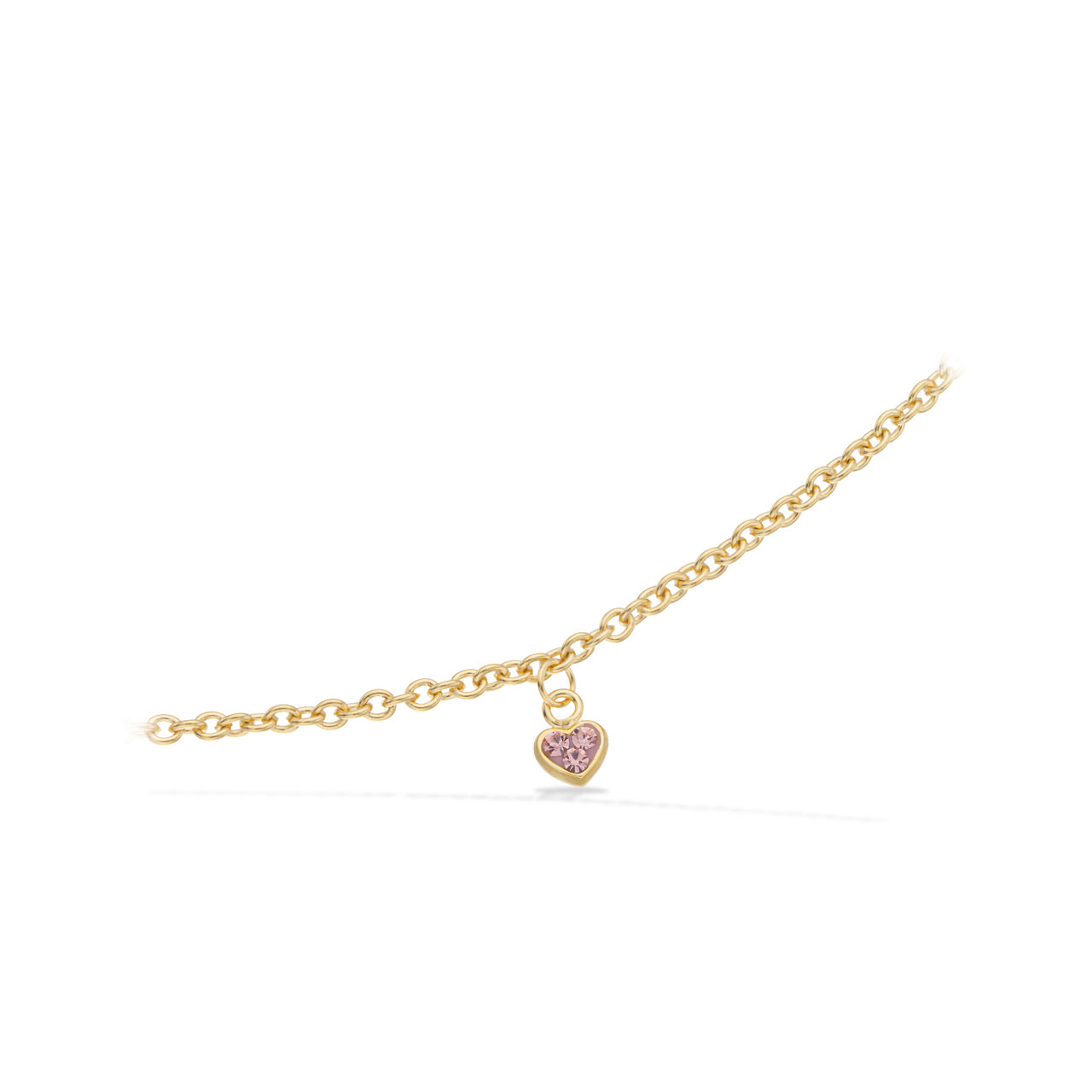 Bracelet heart pink zir. 925 goldplated