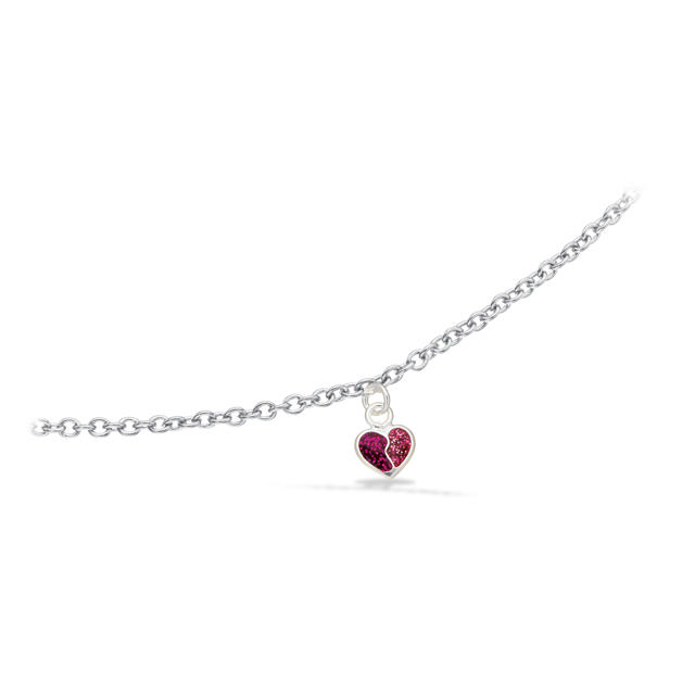 *Girls armbånd hjerte pink cubic zir. sølv