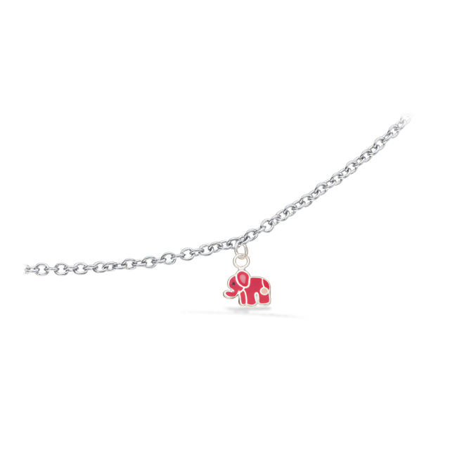 *Girls armbånd lyserød elefant sølv