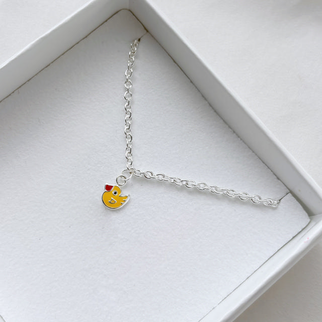 Girls armbånd gul fisk sølv