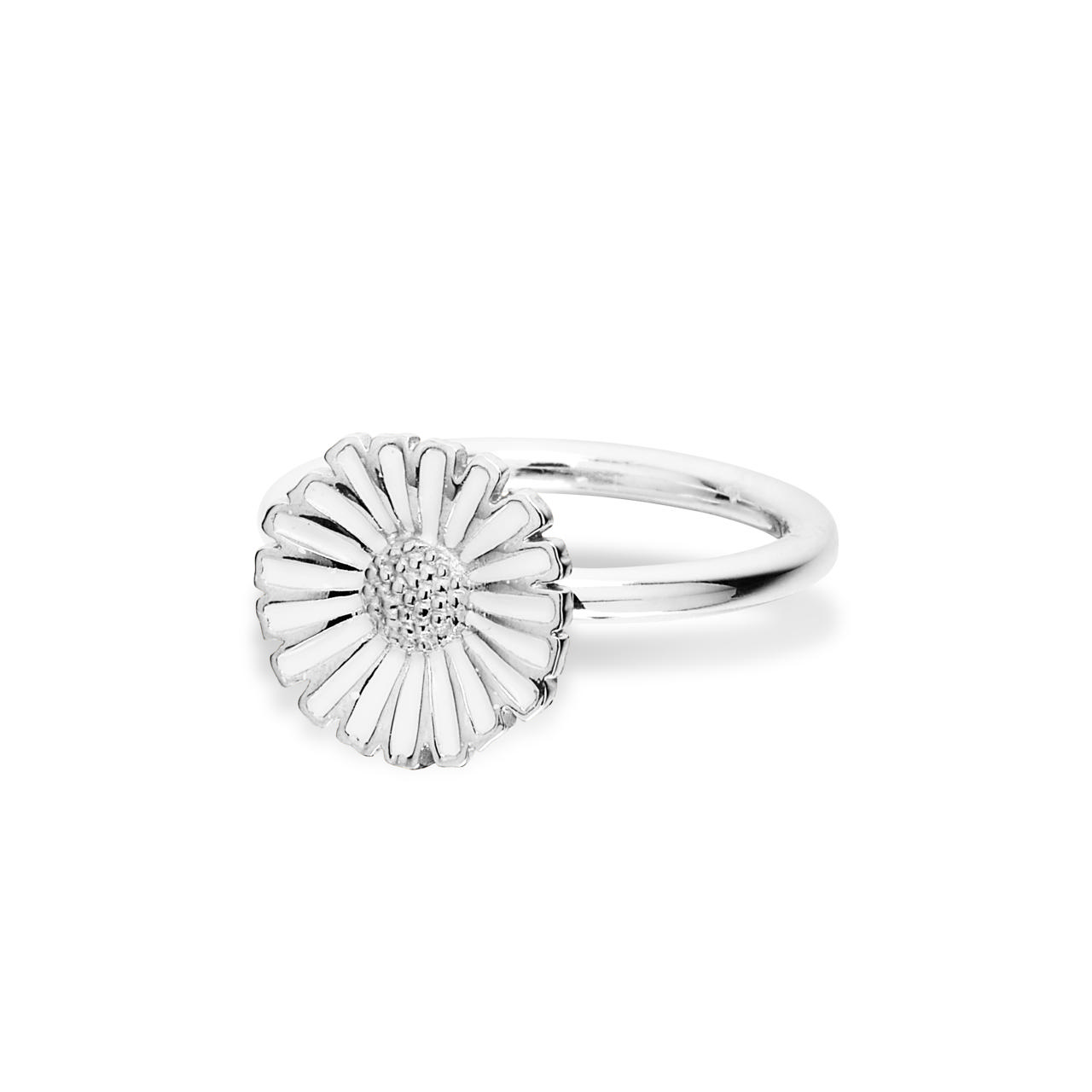 Ring marguerit mellem 12,5 mm. sølv-hvid