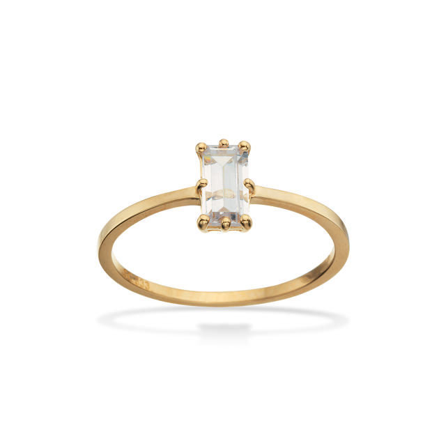 Ring baguette syn. cubic zir. 8 kt.