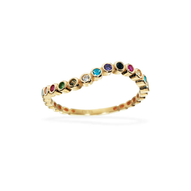 Ring buet rainbow cubic zir. 8 kt.