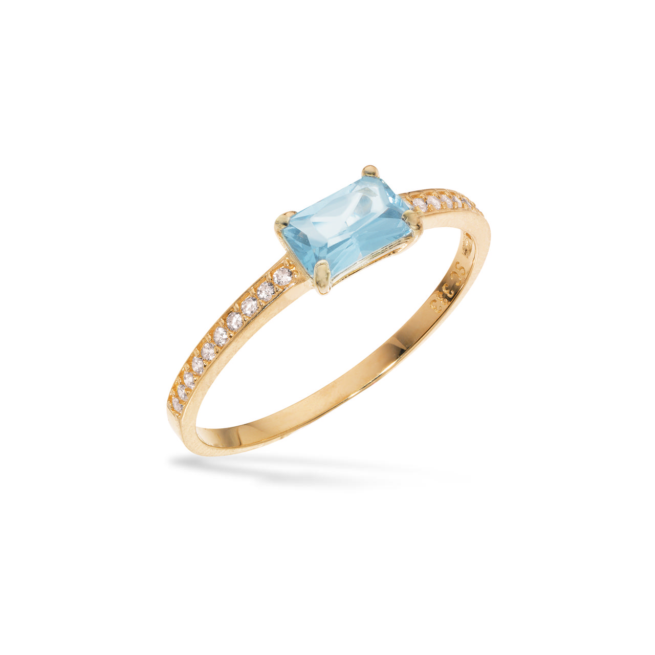 Glow ring aqua & hvid cubic zir. 8 kt.